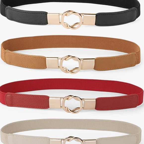 Women Skinny Belt for Dresses Retro Stretch Ladies Waist Belt Plus Size Set of 4